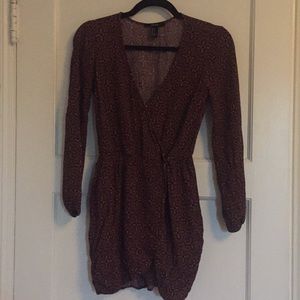 Burgundy tulip wrap dress